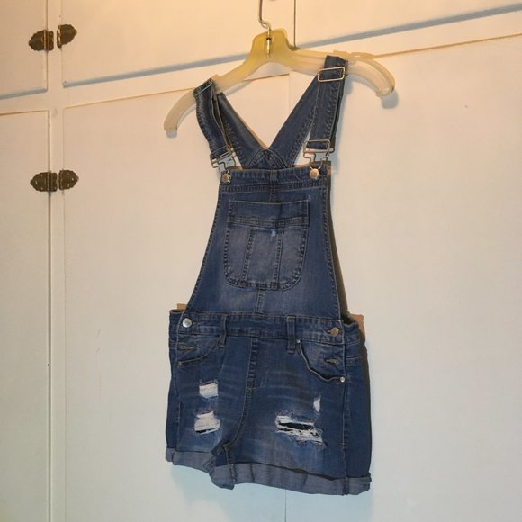 Blue Spice Pants - Blue Spice Overall Distressed Shorts